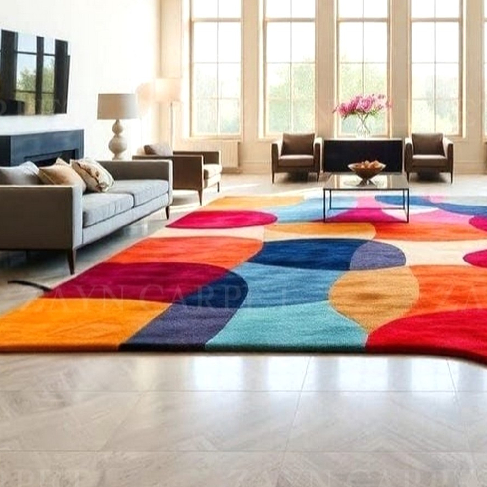 Handcrafted Color Block Abstract Living Room Rug